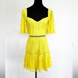 Saylor Revolve Zuzanna Lace Flutter Sleeve Sun Easter Dress Yellow Size Small